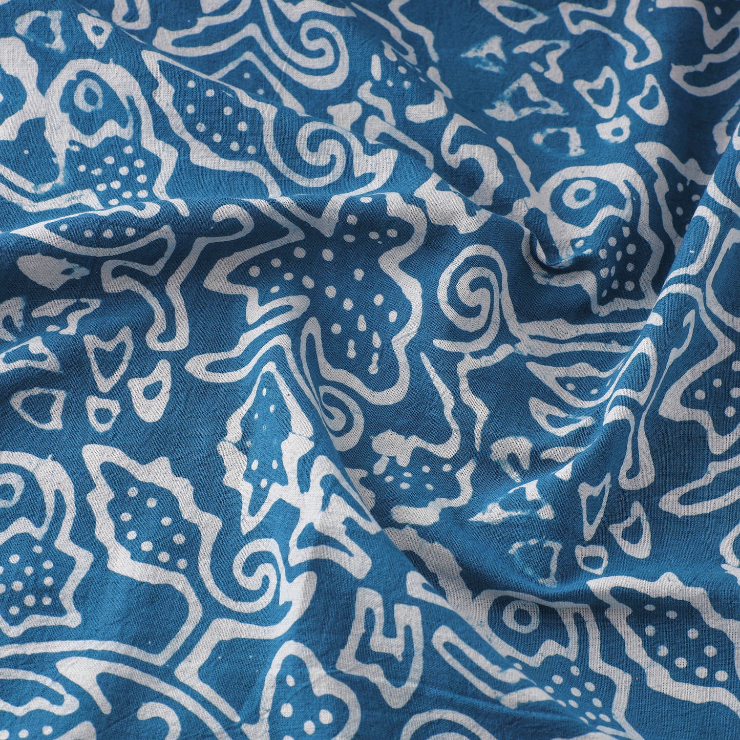 Blue - Pure Cotton Kutch Batik Print Fabric 17