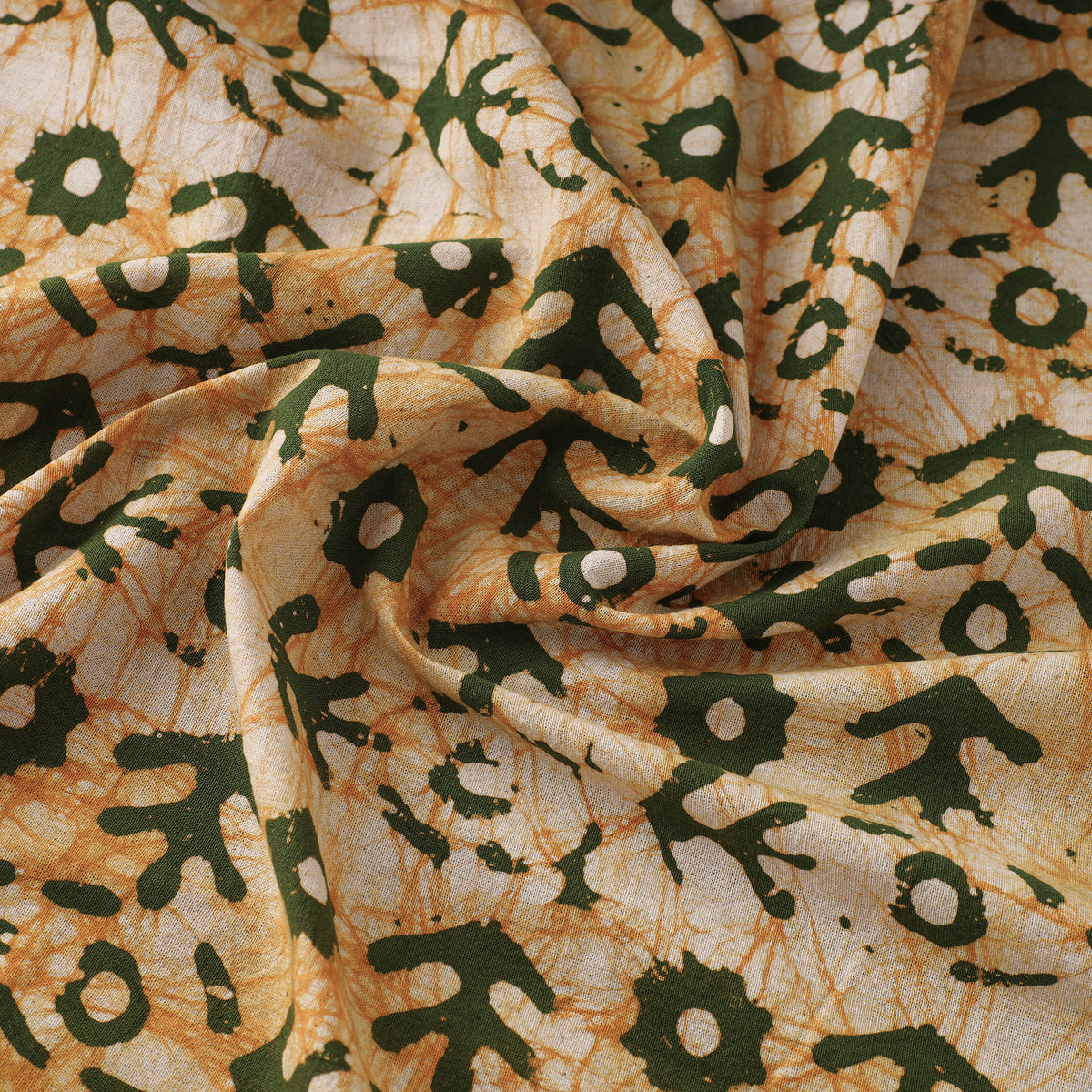 Green - Pure Cotton Kutch Batik Print Fabric 18