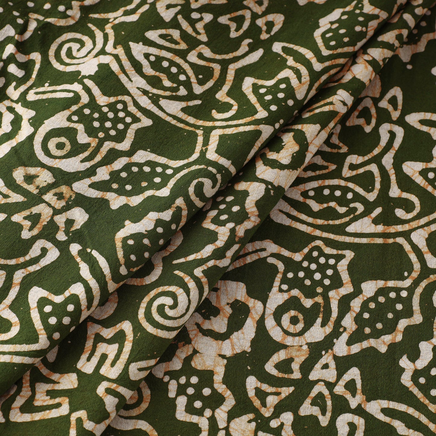 Green - Pure Cotton Kutch Batik Print Fabric 19