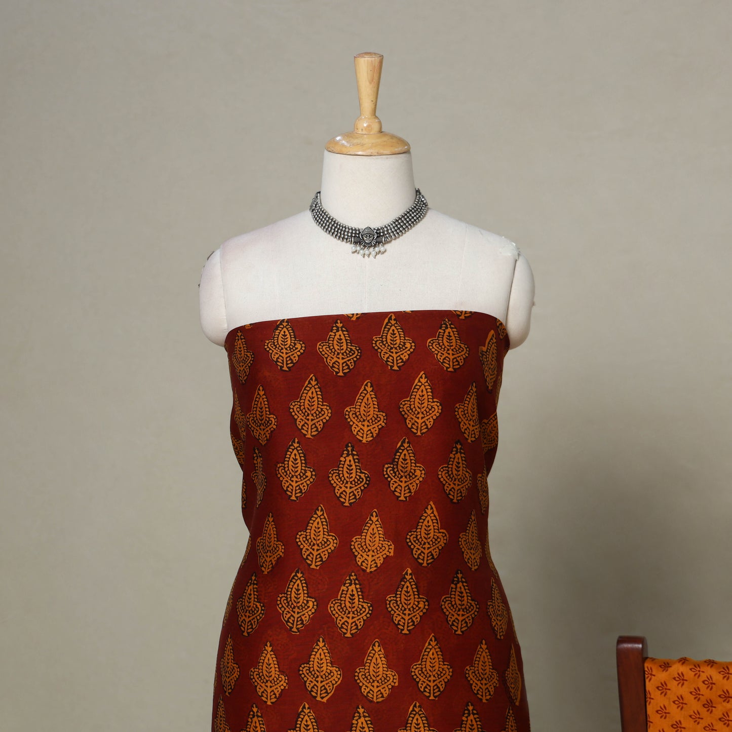 Red - 3pc maheshwari silk unstitched bagh dress material 05