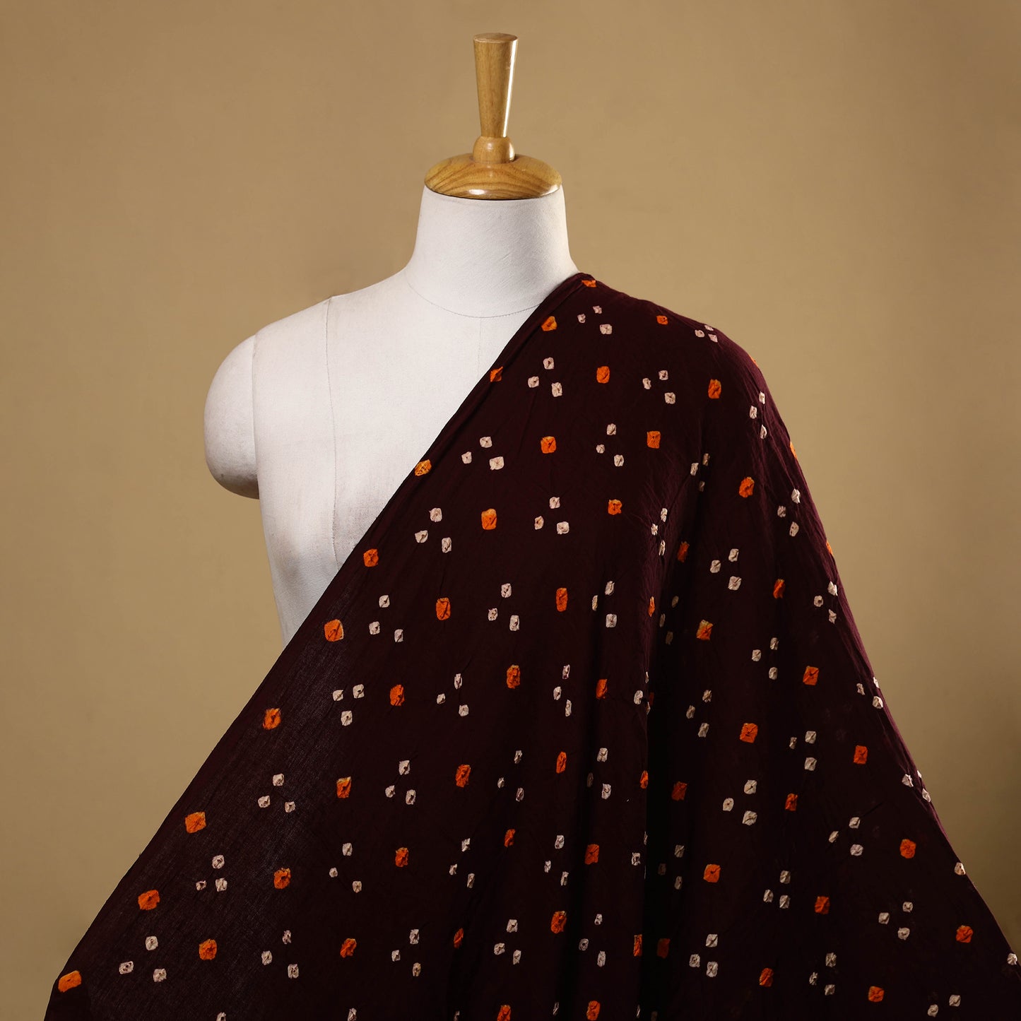  Brown Kutch Tie-Dye Cotton Bandhani Fabric