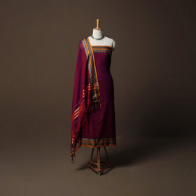 Dharwad Mercerised Cotton 3pc Unstitched Dress Material Suit Set with Woven Border 75