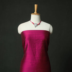 Pink - Plain Slub Silk 2pc Unstitched Dress Material Kurta Set with Jewellery 27