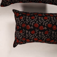 Black - Set of 2 Bagru Block Print Cotton Pillow Covers 23