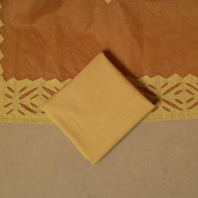 Yellow - Barmer Cut Work Cotton Applique 3pc Unstitched Dress Material 05