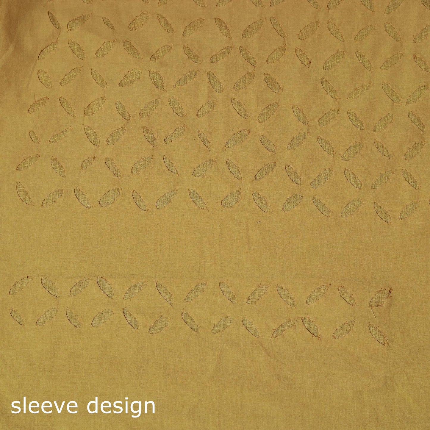 Yellow - Barmer Cut Work Cotton Applique 3pc Unstitched Dress Material 05