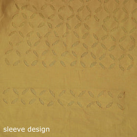 Yellow - Barmer Cut Work Cotton Applique 3pc Unstitched Dress Material 05