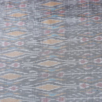 Grey - Pochampally Ikat Weave Handloom Pure Raw Silk Fabric 27