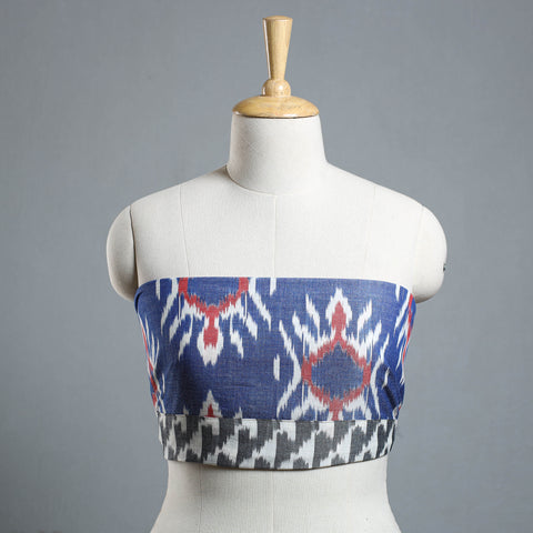 Blue - Ikat Cotton Blouse Piece 19