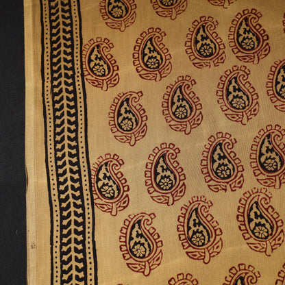 Brown - Bagh Block Printed Modal Silk Fabric