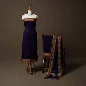 Dharwad Mercerised Cotton 3pc Unstitched Dress Material Suit Set with Woven Border 76