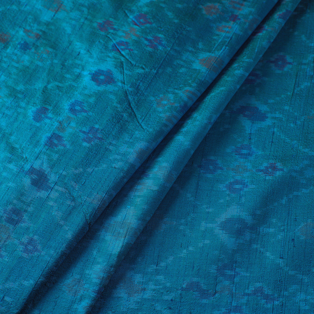 Blue - Pochampally Ikat Weave Handloom Pure Raw Silk Fabric 28