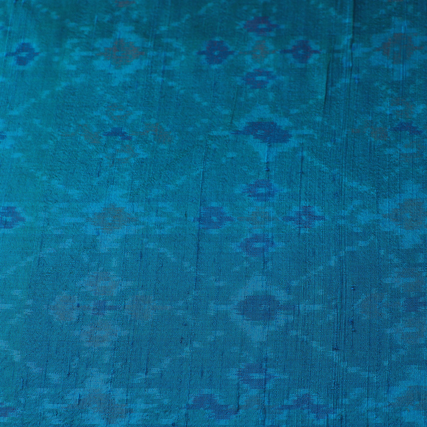 Blue - Pochampally Ikat Weave Handloom Pure Raw Silk Fabric 28