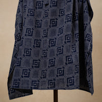 Blue - Hand Block Printed Cotton Kaftan with Tie-Up Waist (Long)