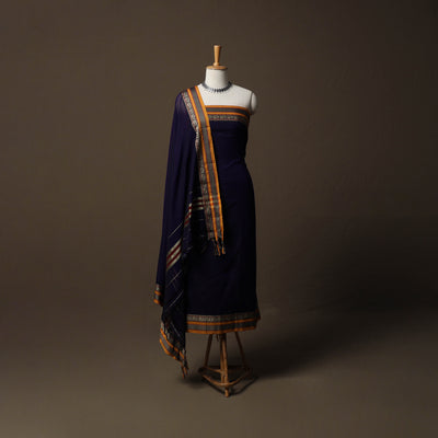 Dharwad Mercerised Cotton 3pc Unstitched Dress Material Suit Set with Woven Border 76