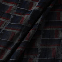 Black - Pochampally Ikat Weave Handloom Pure Raw Silk Fabric 29