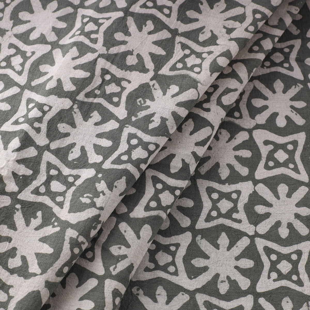 Grey - Pure Cotton Kutch Batik Print Fabric 28