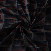 Black - Pochampally Ikat Weave Handloom Pure Raw Silk Fabric 29