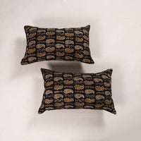 Black - Set of 2 Bagru Block Print Cotton Pillow Covers 27