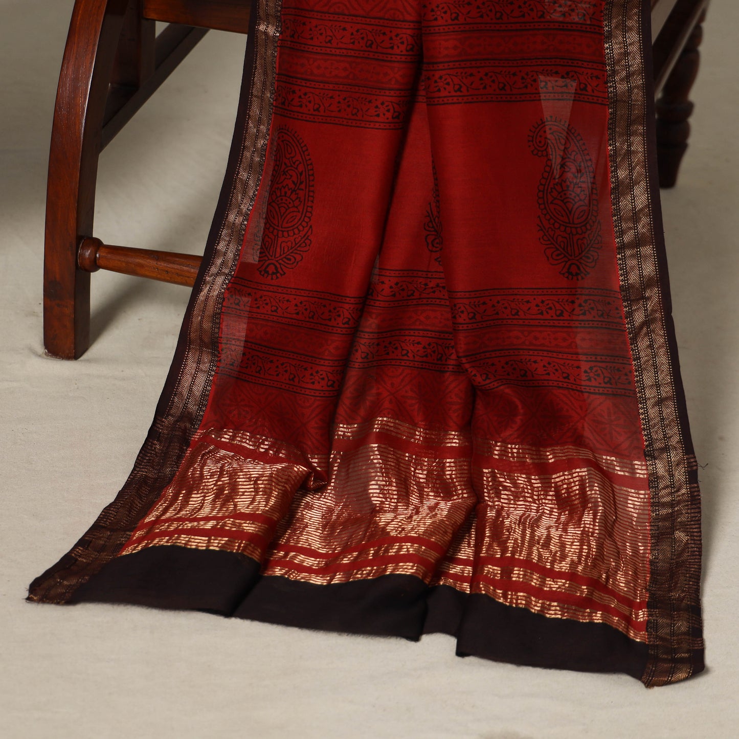 Red - 3pc maheshwari silk unstitched bagh dress material 08