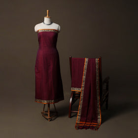 Dharwad Checks Mercerised Cotton 3pc Unstitched Dress Material Suit Set with Woven Border 77