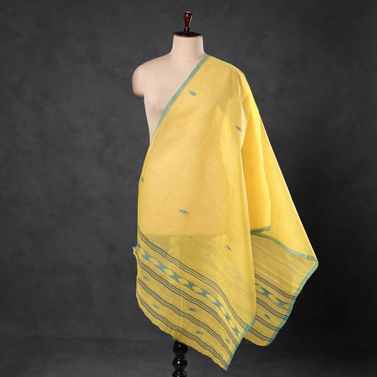 Yellow - Manipuri Weaving Masalai Phi Handloom Cotton Dupatta