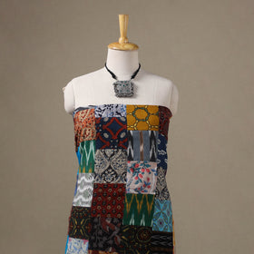 Multicolour Hand-Stitched Mosaic Cotton Kurta Material