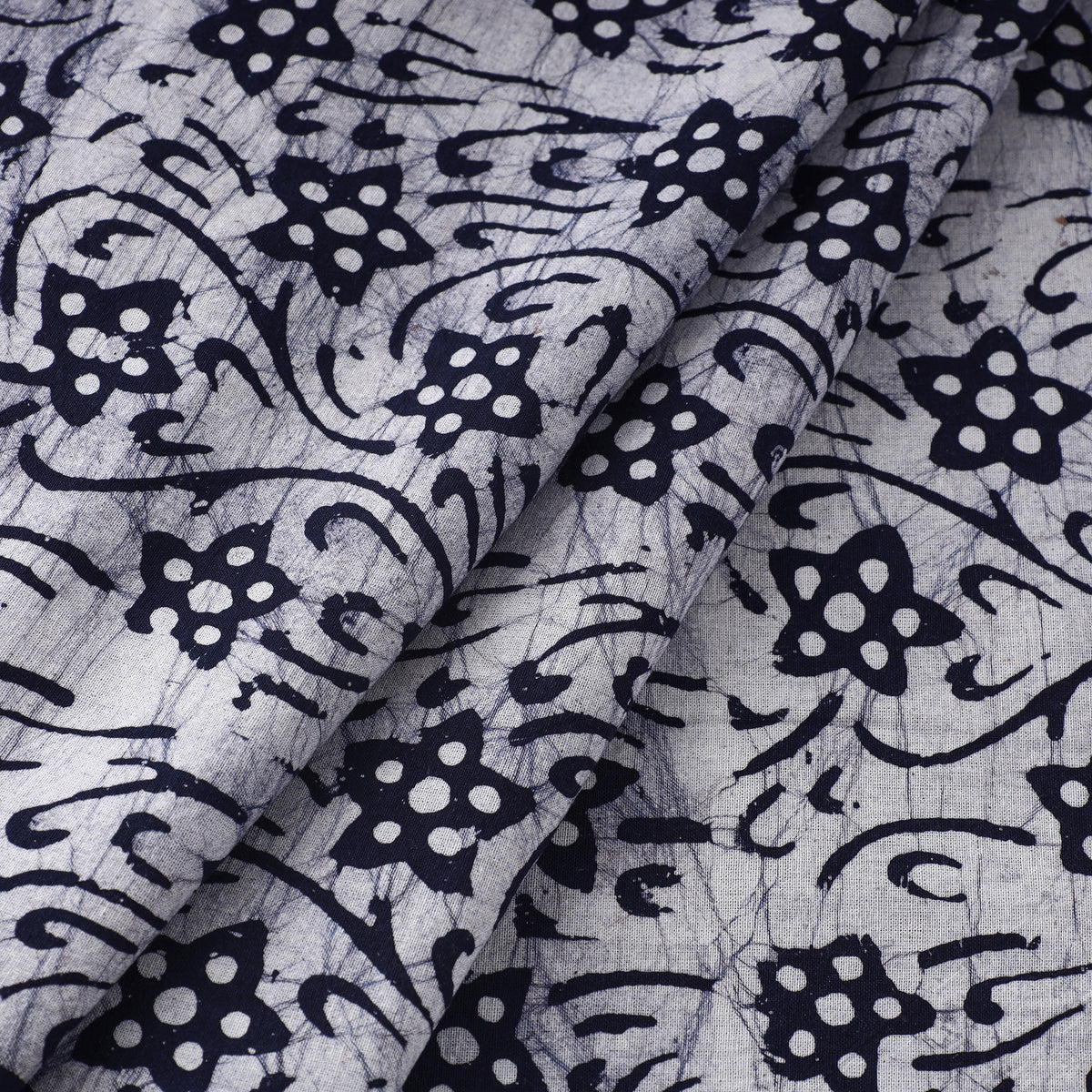 Blue - Pure Cotton Kutch Batik Print Fabric 30