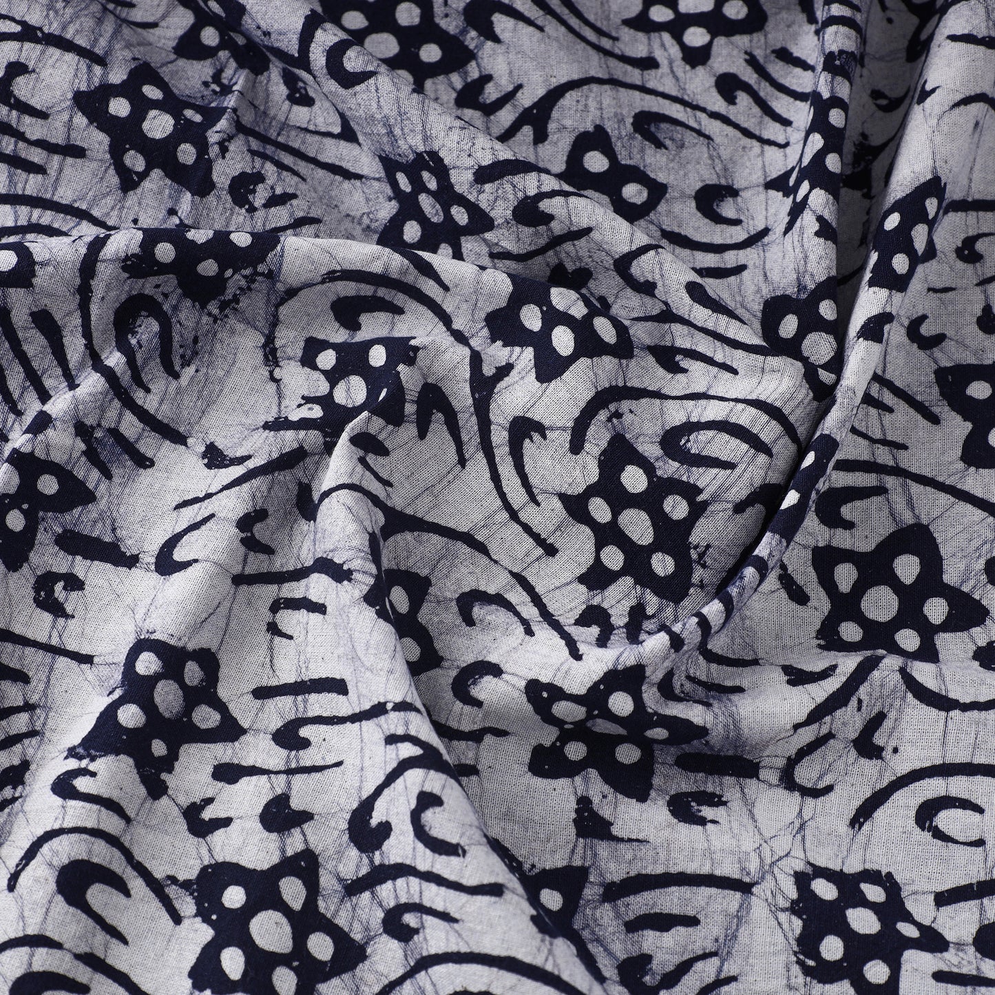 Blue - Pure Cotton Kutch Batik Print Fabric 30