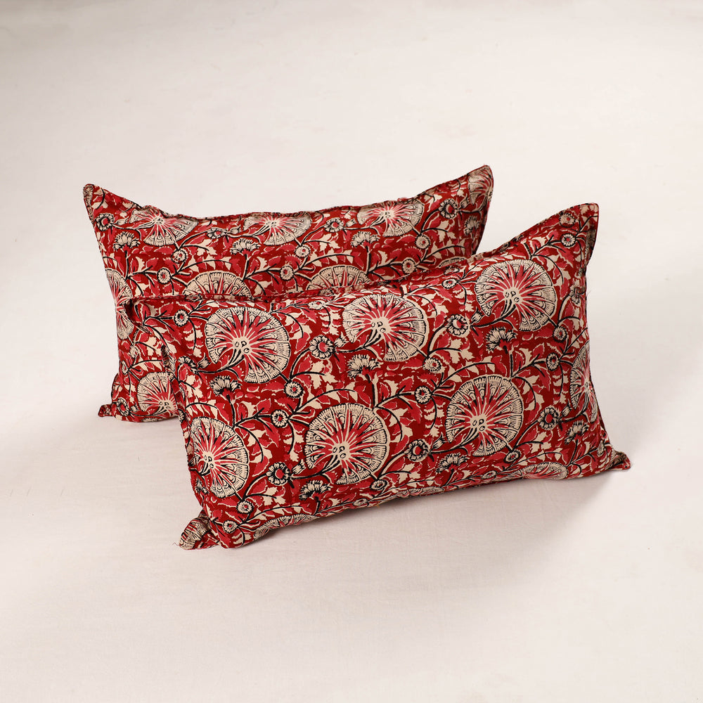 Red - Set of 2 Bagru Block Print Cotton Pillow Covers 28