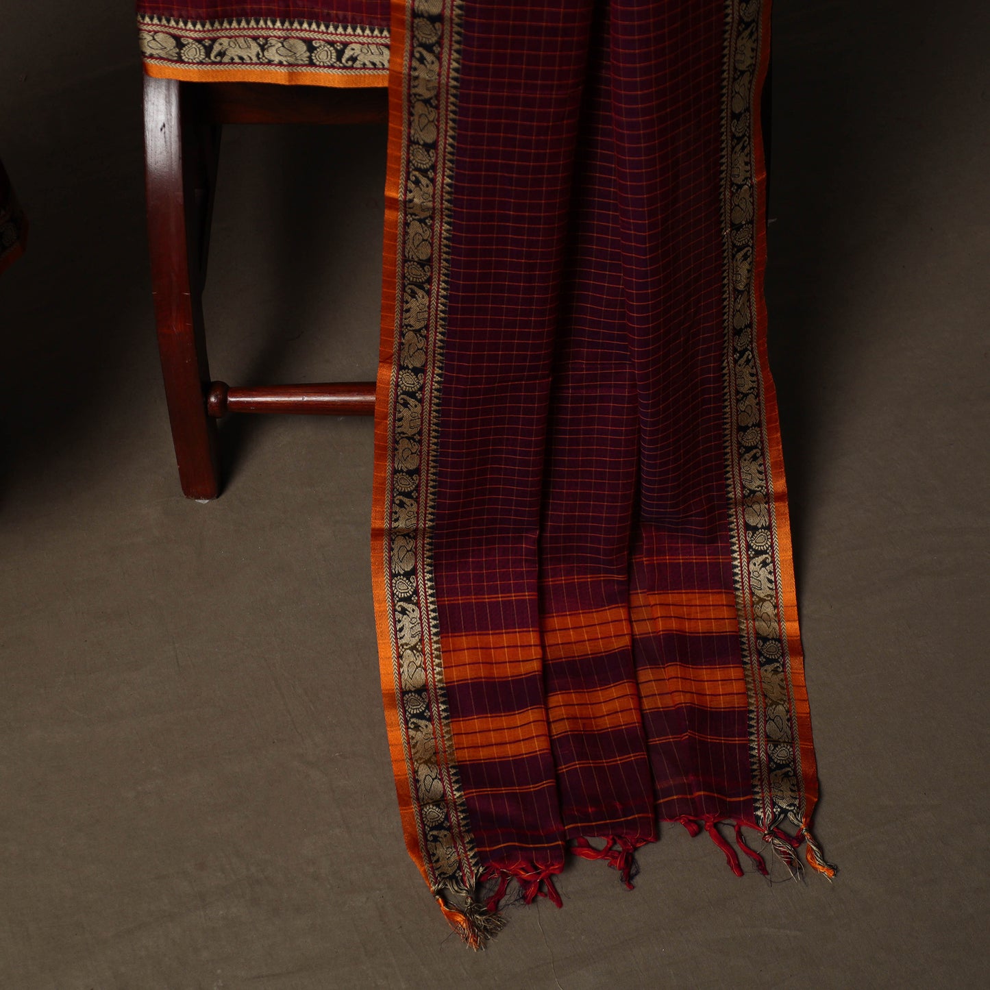 Dharwad Checks Mercerised Cotton 3pc Unstitched Dress Material Suit Set with Woven Border 77
