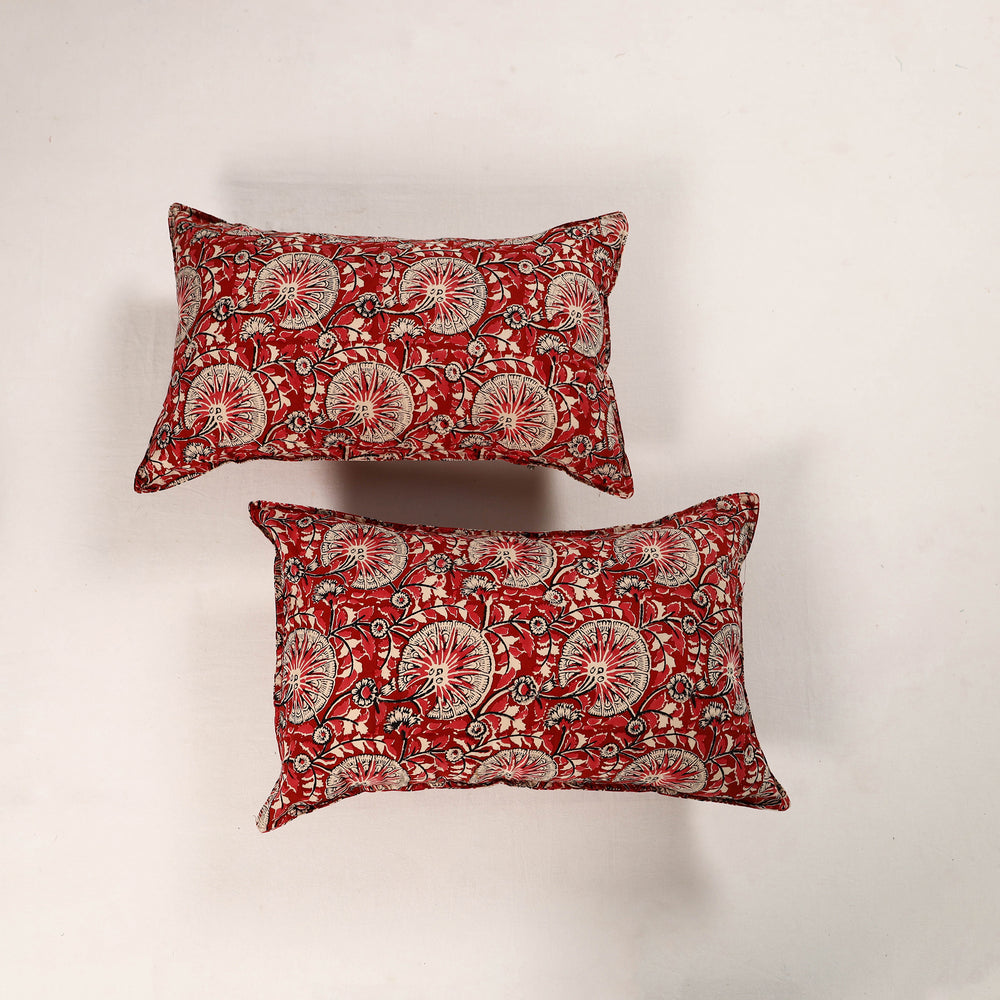 Red - Set of 2 Bagru Block Print Cotton Pillow Covers 28