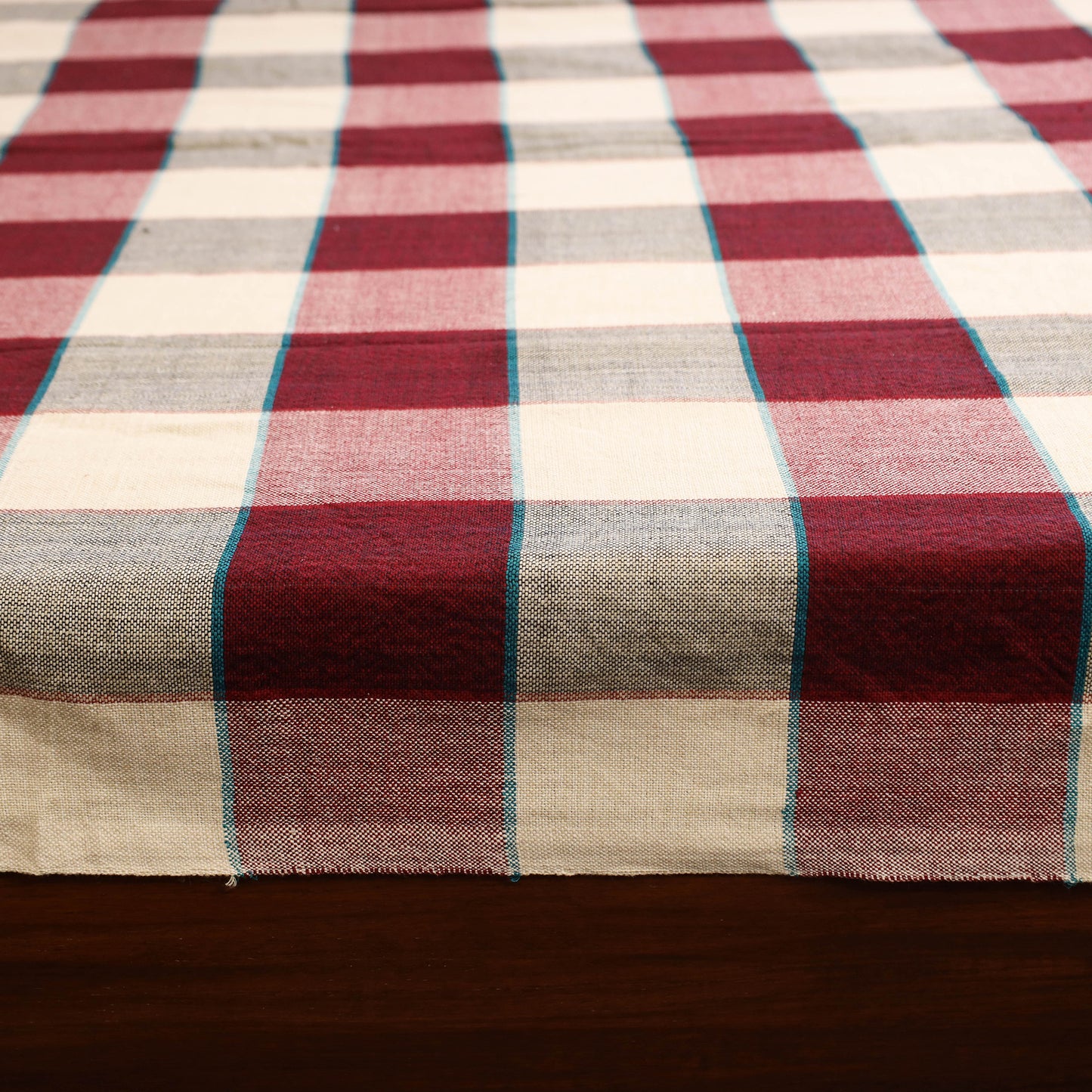 Red - single handloom cotton bed sheet (90 x 60 in) 65