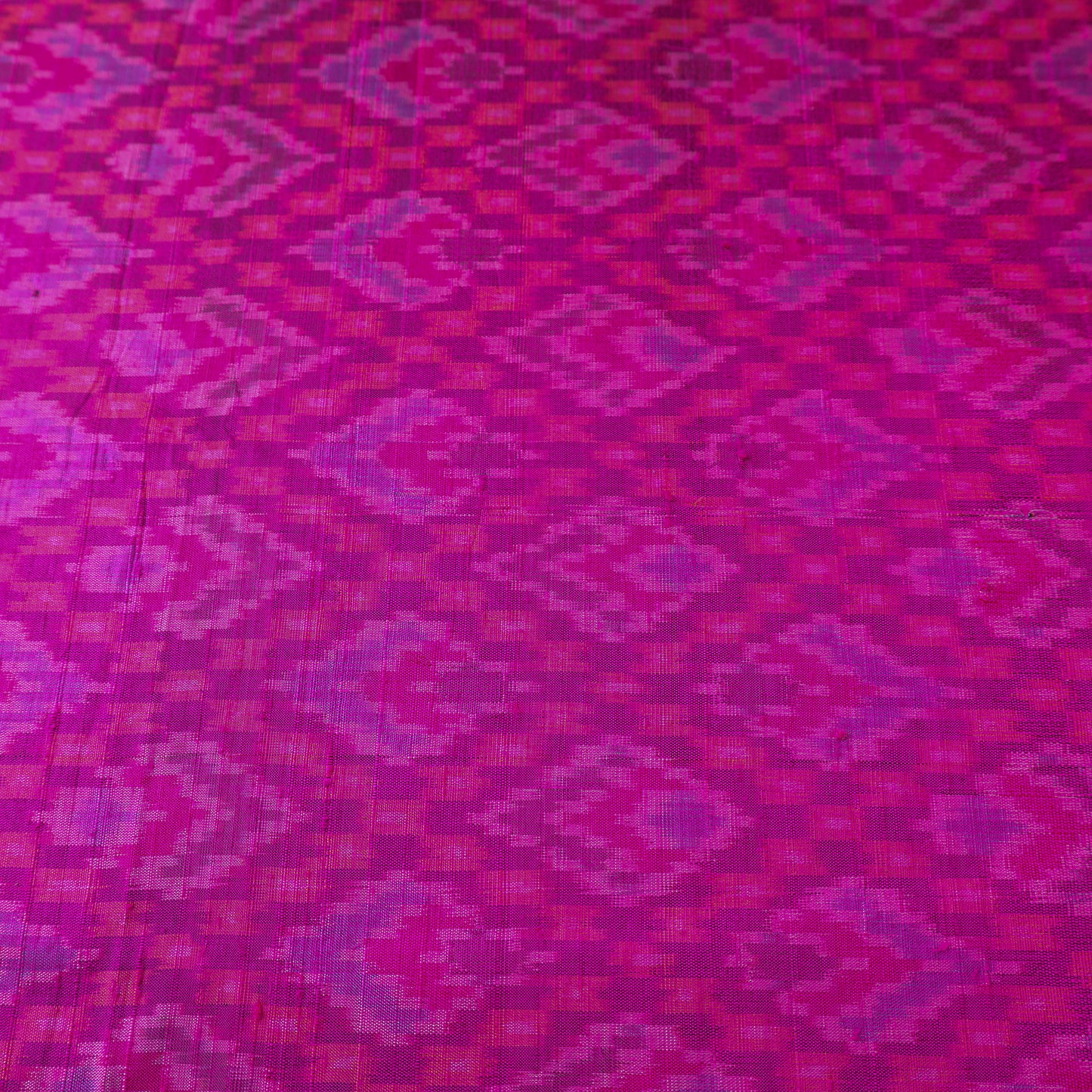 Pink - Pochampally Ikat Weave Handloom Pure Raw Silk Fabric 30