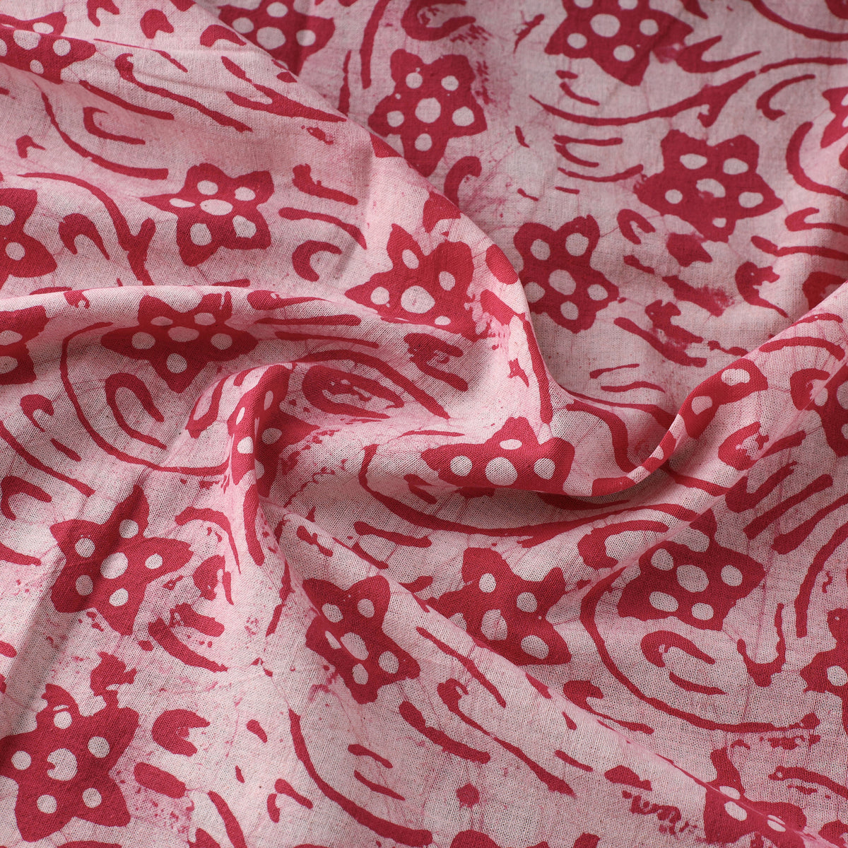 Pink - Pure Cotton Kutch Batik Print Fabric 33