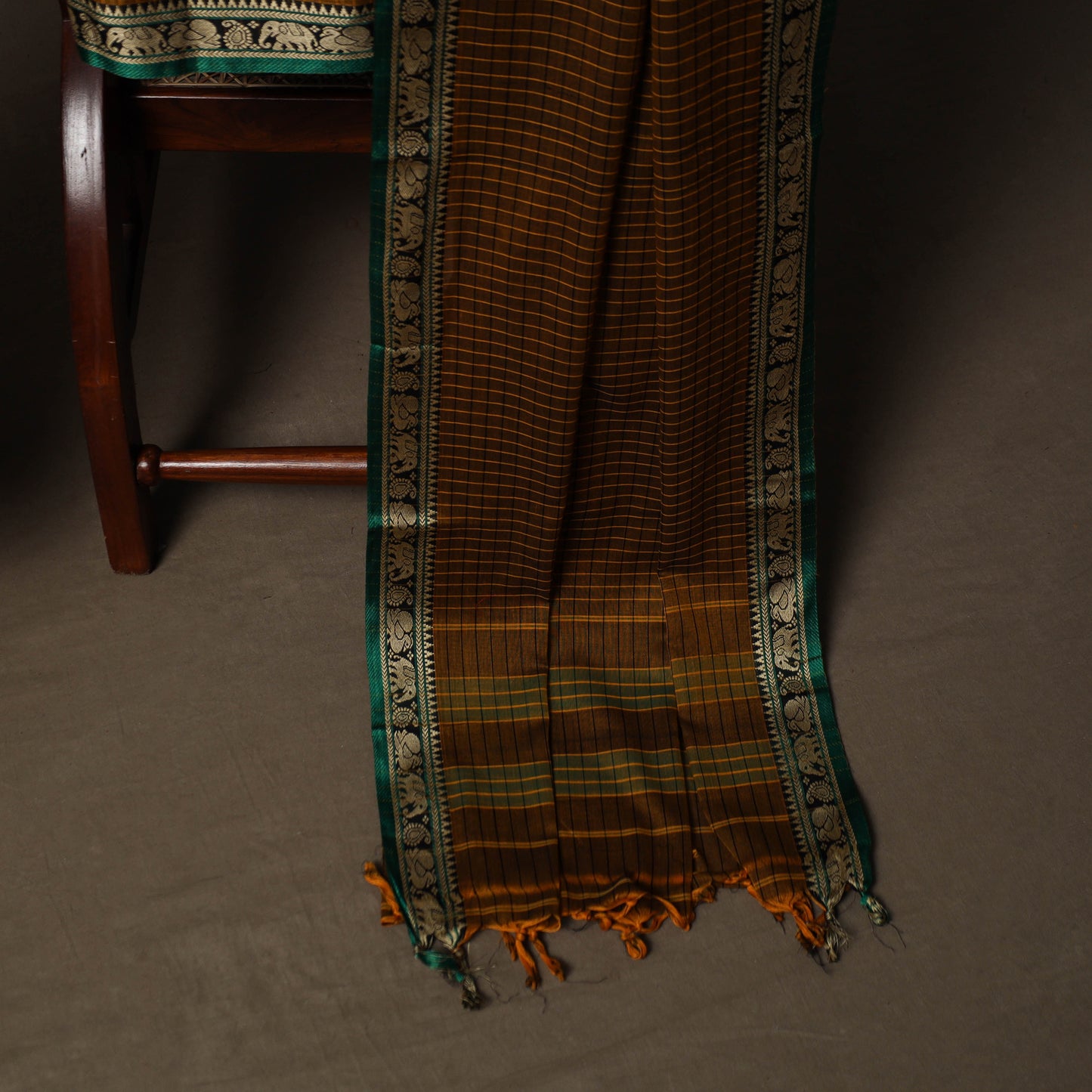 Dharwad Checks Mercerised Cotton 3pc Unstitched Dress Material Suit Set with Woven Border 78