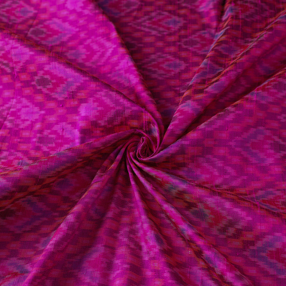 Pink - Pochampally Ikat Weave Handloom Pure Raw Silk Fabric 30