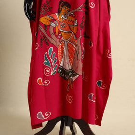 Pink - cotton hand batik kaftan with tie-up waist (long) 12