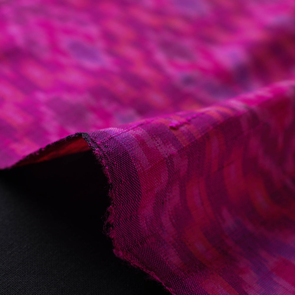 Pink - Pochampally Ikat Weave Handloom Pure Raw Silk Fabric 30