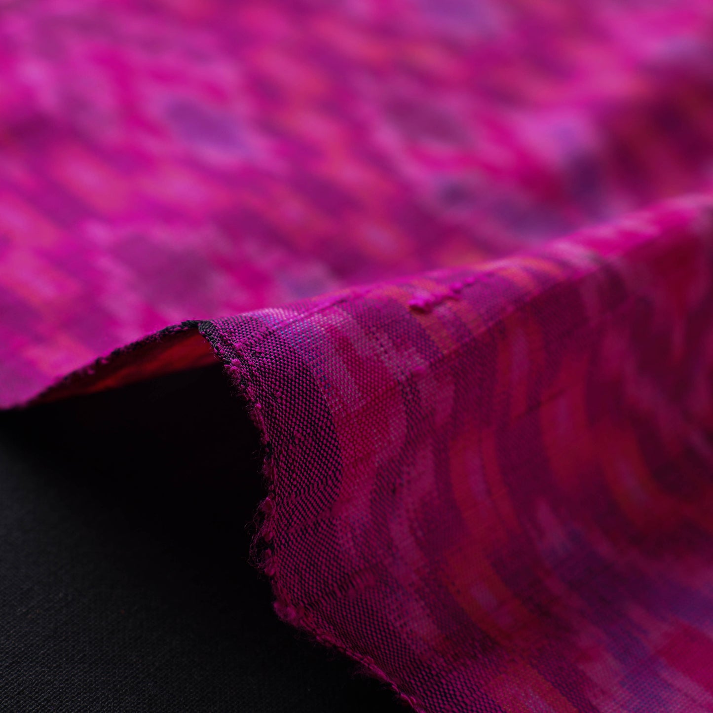 Pink - Pochampally Ikat Weave Handloom Pure Raw Silk Fabric 30