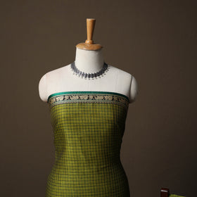 Dharwad Checks Mercerised Cotton 3pc Unstitched Dress Material Suit Set with Woven Border 79