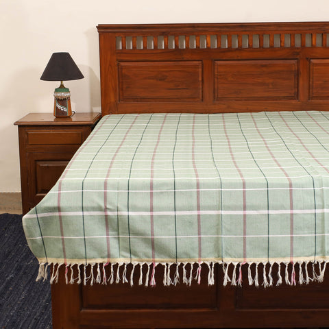 Green - single handloom cotton bed sheet (90 x 60 in) 67