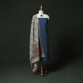 Blue - Jacquard Woven 2pc Cotton Unstitched Dress Material Kurta Set with Jewellery 04