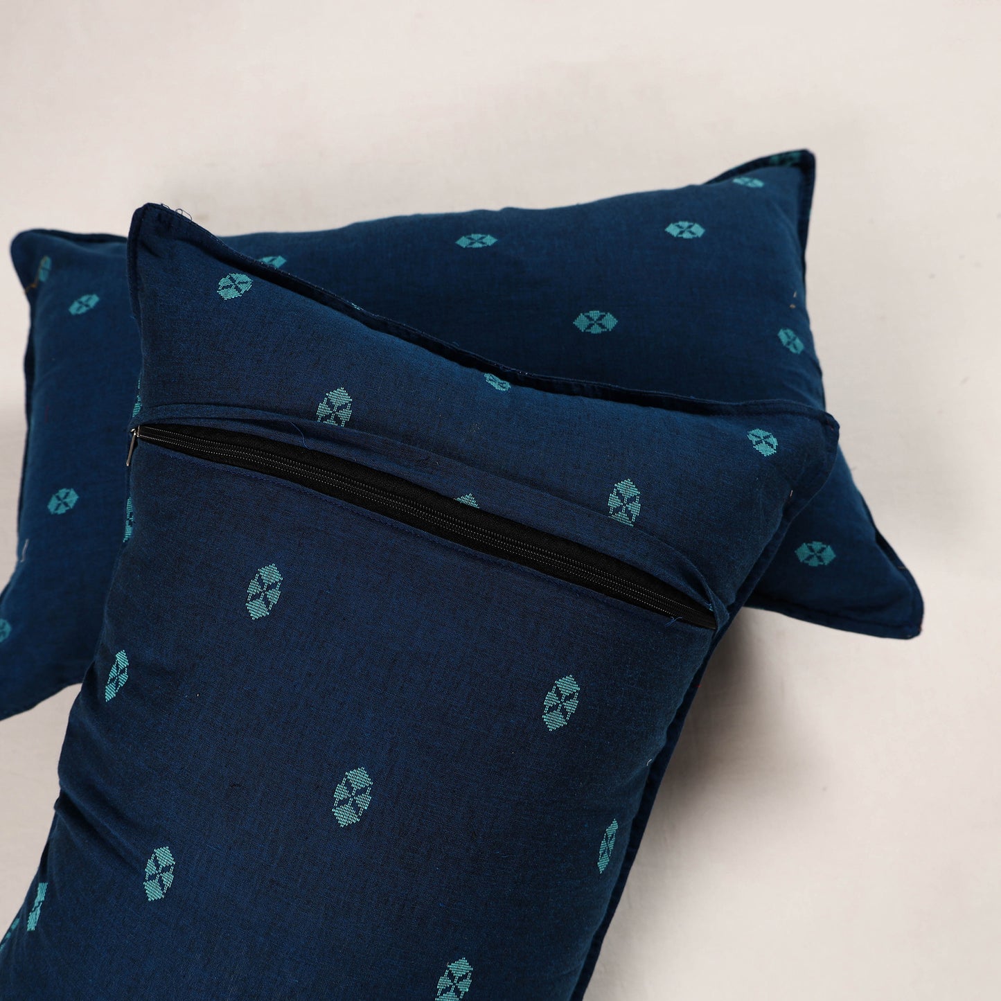 Blue - Set of 2 Jacquard Cotton Pillow Covers 30