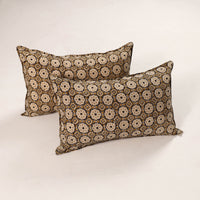 Beige - Set of 2 Bagru Block Print Cotton Pillow Covers 31