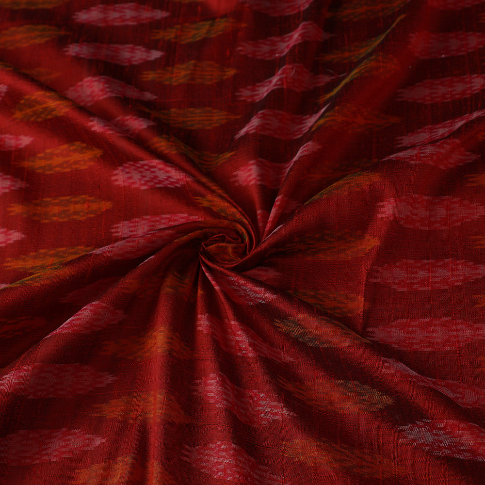 Red - Pochampally Ikat Weave Handloom Pure Raw Silk Fabric 31