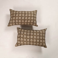 Beige - Set of 2 Bagru Block Print Cotton Pillow Covers 31