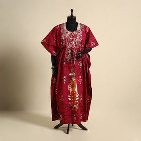 Pink - cotton hand batik kaftan with tie-up waist (long) 13