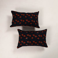 Black - Set of 2 Bagru Block Print Cotton Pillow Covers 32