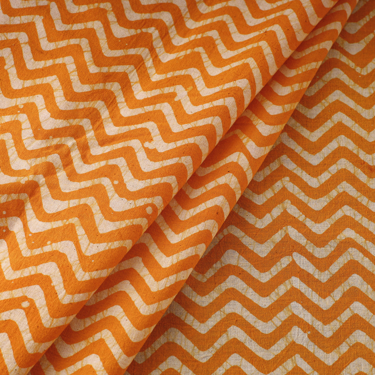 Orange - Pure Cotton Kutch Batik Print Fabric 40